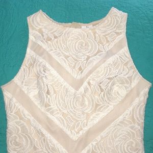 Creamy white with nude lace/mesh cocktail dress